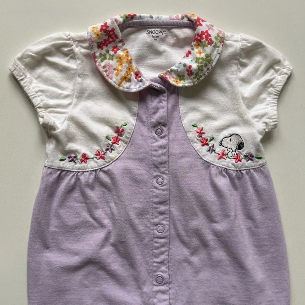 Peanuts Girls Snoopy Embroidered Romper - Size 18M - Picture 2 of 12
